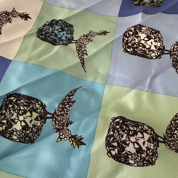 Bird on a Rock Square Scarf in Infinity Blue Silk - Picture 3 of 4